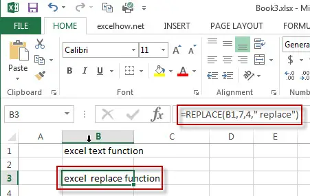 excel text function replace example1