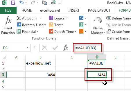 excel value function example