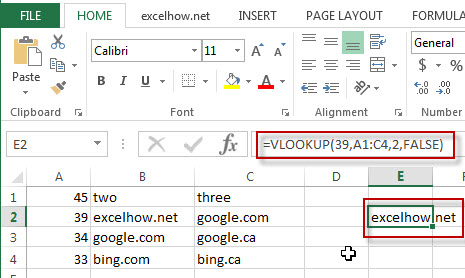 excel vlookup function example1