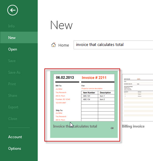 Invoice template that calculates total In MS Excel2