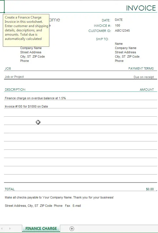 Invoice template with finance charge1
