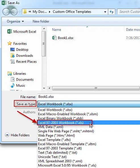 Save The Current Workbook In 97-2003 Format1