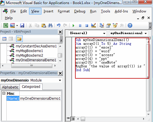 excel array example1