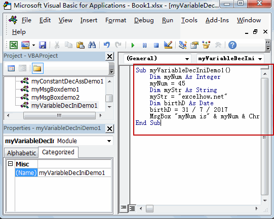 excel variable declaration example1