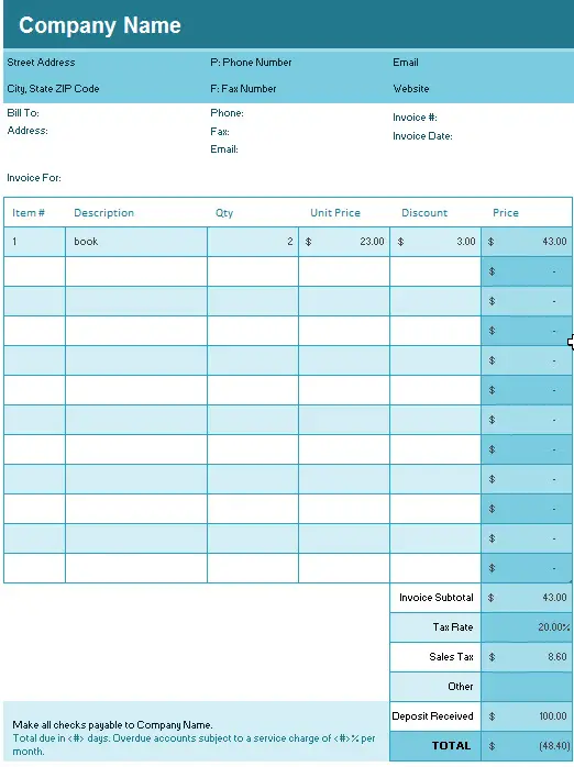 Invoice Template In Excel from www.excelhow.net