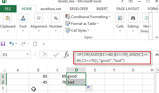 Excel IF formula with AND OR logical functions1