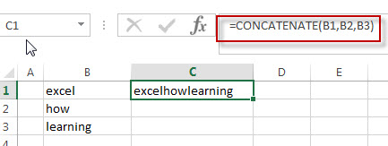 Combine text using CONCATENATE function1