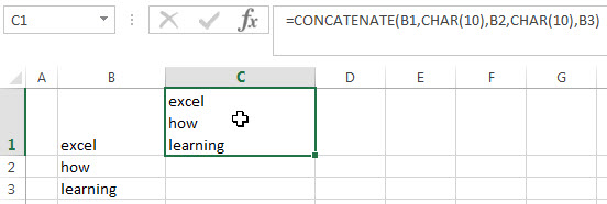 Combine text using CONCATENATE function1