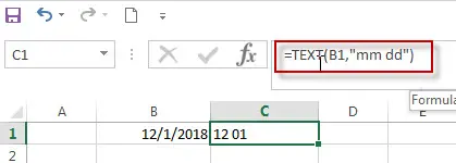 Convert date to month and day with Text Function 2