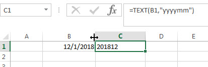 Convert date to month and year with Text Function 1