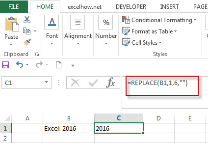 Excel Replace Function Remove Text String1