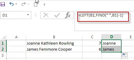 Get First Name from Full Name in Excel2