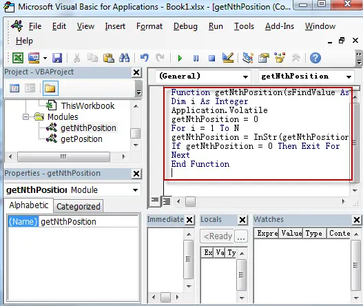 Get the position of the nth using excel vba1