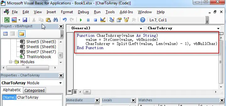 visual basic for excel array