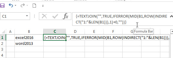 Remove non numeric characters with an Excel Formula1