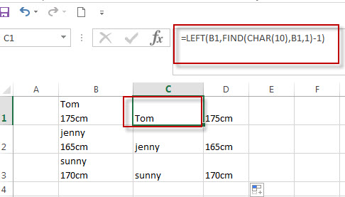 Split Text String by Line Break in Excel1