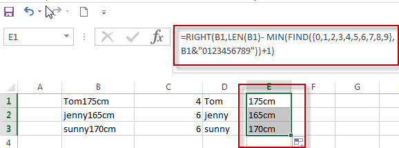 Split Text and Numbers in Excel3