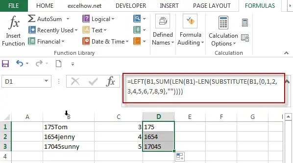Split Text and Numbers in Excel4