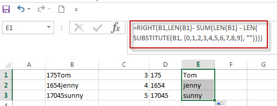 Split Text and Numbers in Excel4