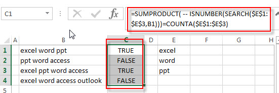 check cell contains all values3