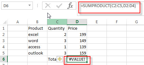 sumproduct function example2