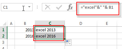 add text to beginning of cell1