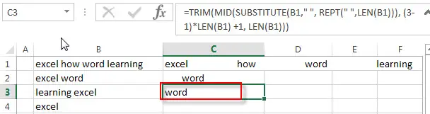How to extract nth word from text string