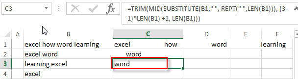 How to extract nth word from text string