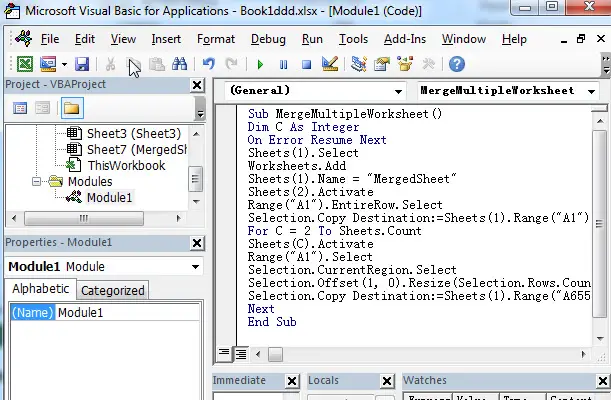 merge multiple worksheets into one5