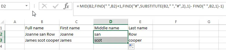split full name to get middle name 3