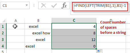 count spaces before text1