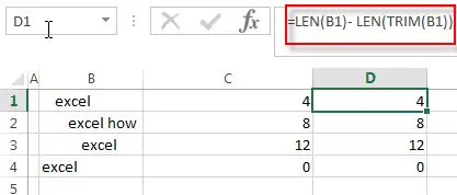 count spaces before text2