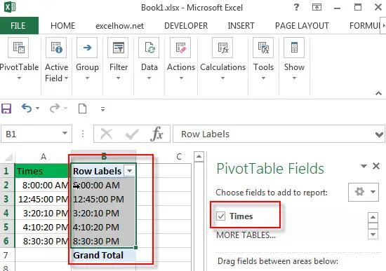 group hour with pivottable7