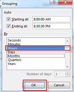 group hour with pivottable9