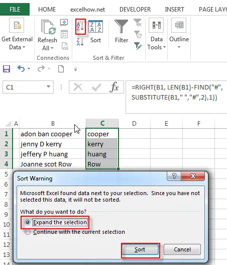 Sort Name By Last Name In Excel Free Excel Tutorial