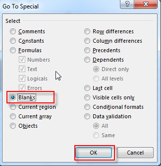 fill blank cells with specific value3