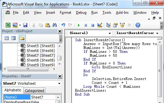 insert multiple rows or columns10