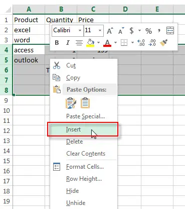 insert multiple rows or columns3