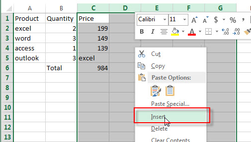 insert multiple rows or columns5