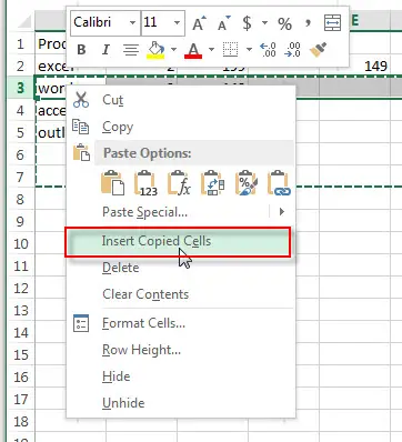 insert multiple rows or columns8