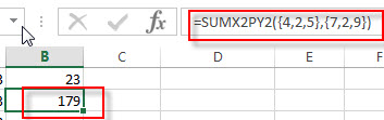 Excel SUMX2PY2 Function