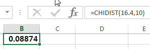 Excel CHIDIST function