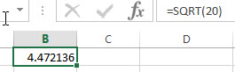 excel sqrt examples1