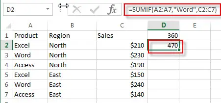 excel sumif examples2