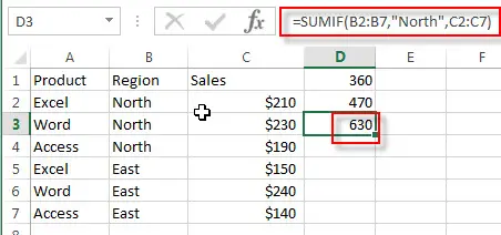 excel sumif examples3