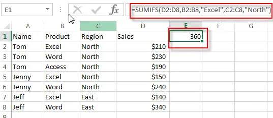 excel sumifs examples1