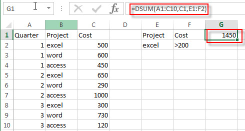 excel dsum examples1