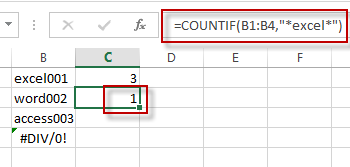 count cells contains text2