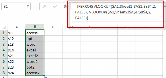 vlookup value from multiple sheet1