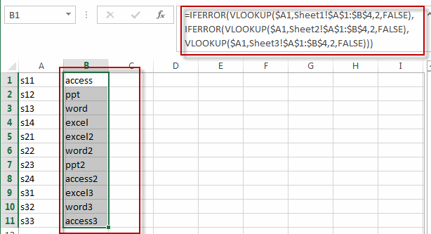 VLOOKUP Values from Multiple Worksheets